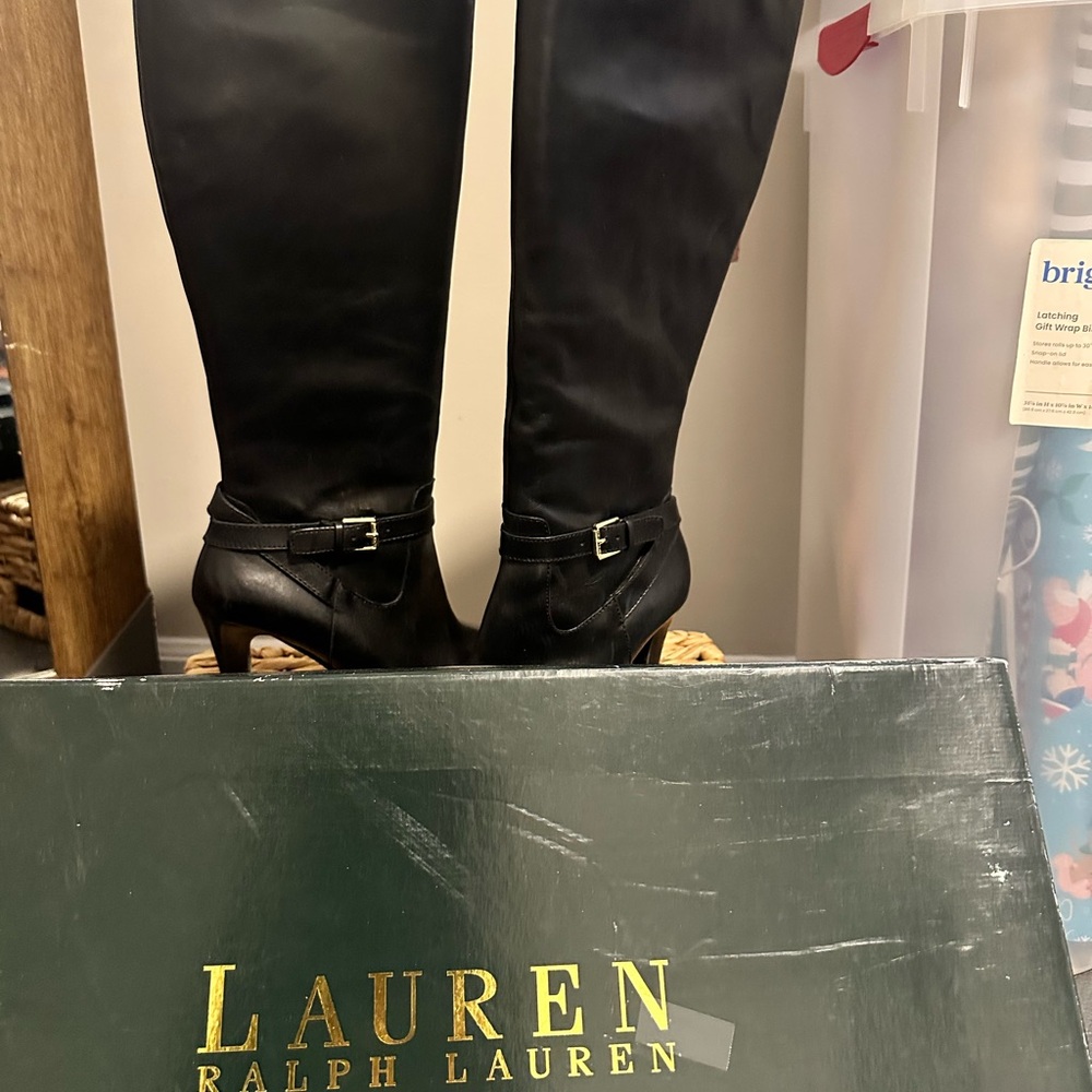 Ralph Lauren Black Heeled Boots for Women